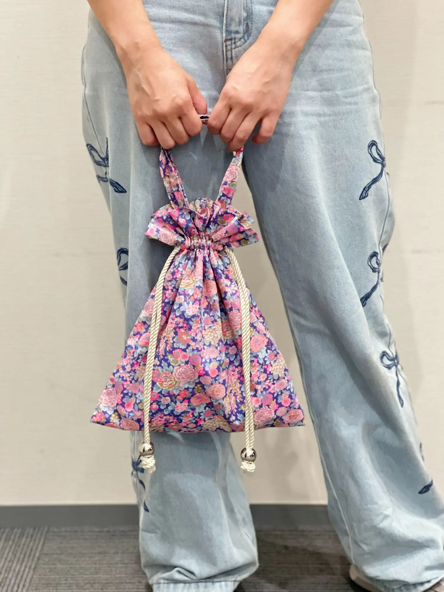 【作り方・レシピ付き】LIBERTYの生地で作る巾着バッグ