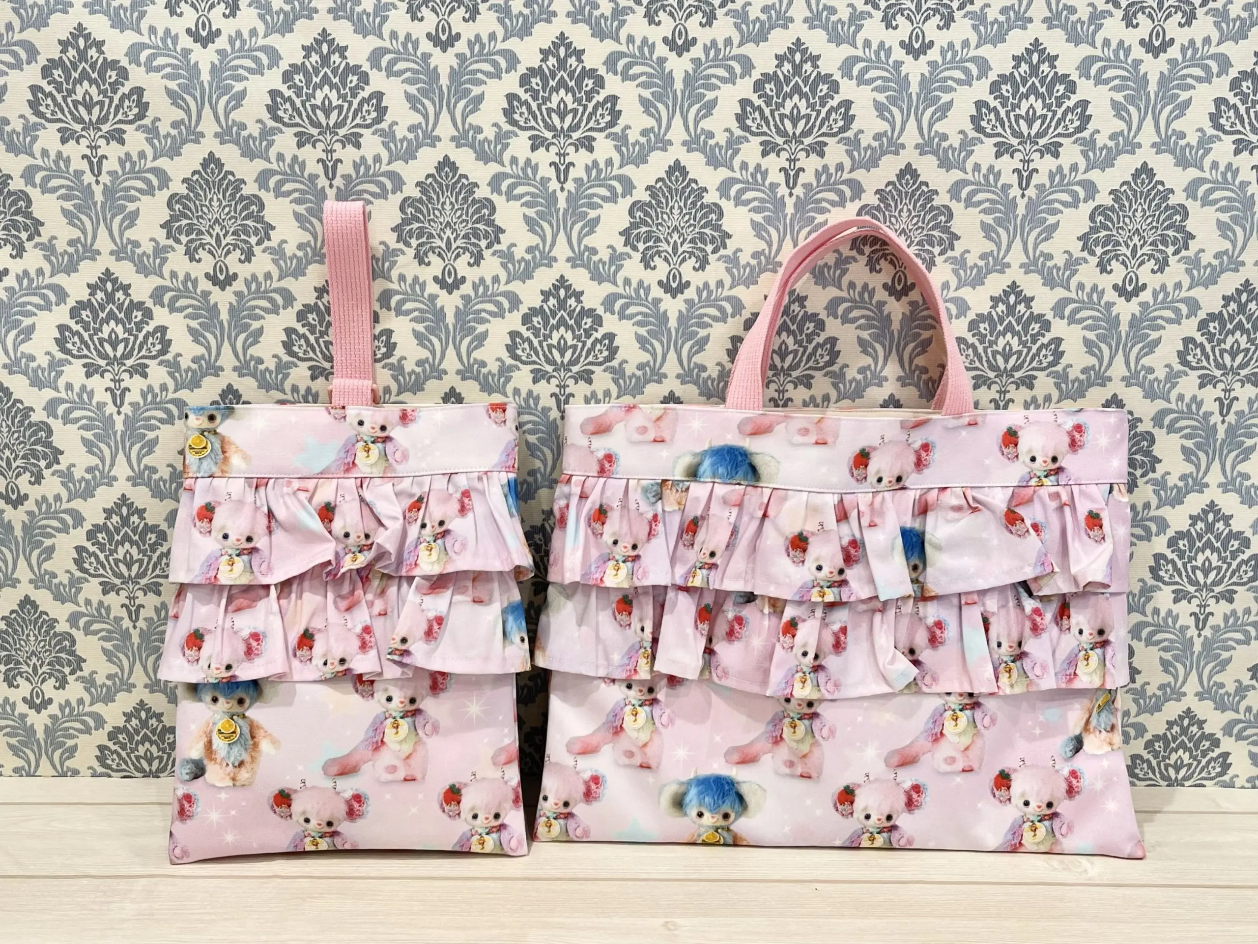 【作り方・レシピ付き】フリルレッスンバッグ＆シューズケースセット