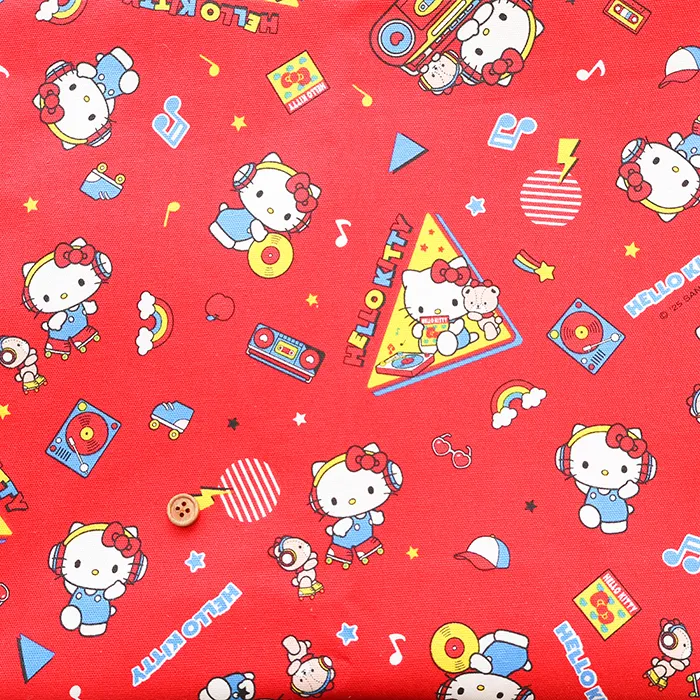 コットンオックスプリント生地　キティ　ミュージック