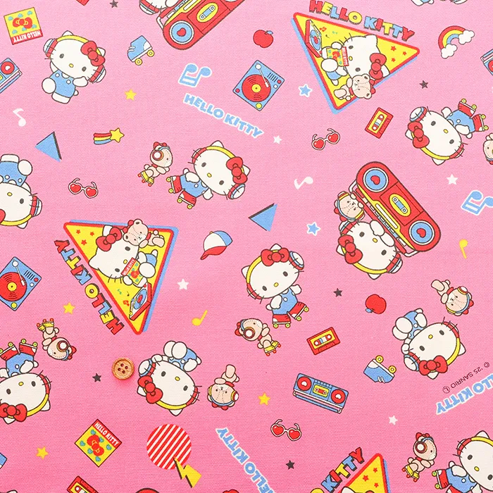 コットンオックスプリント生地　キティミュージック