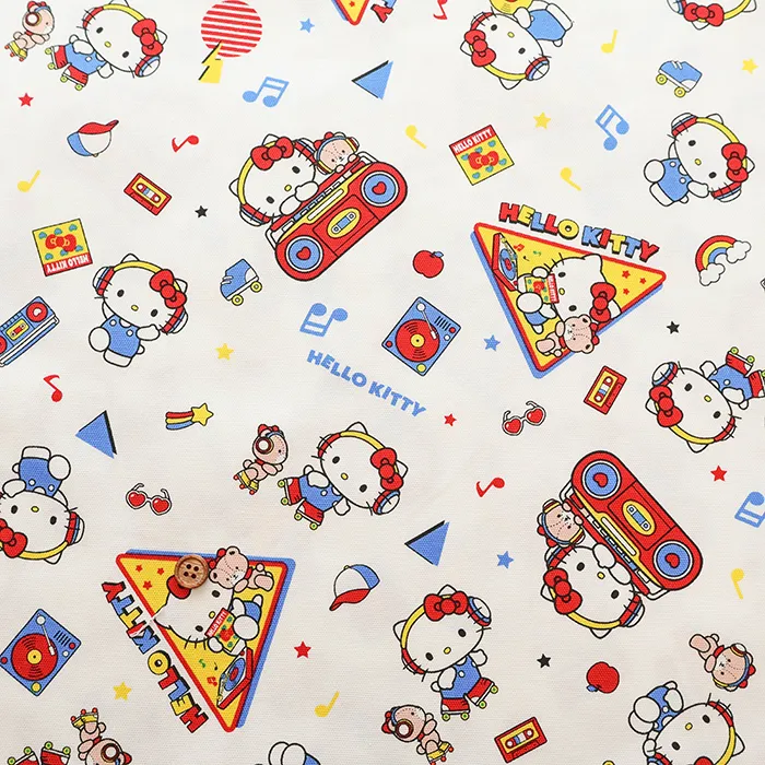 コットンオックスプリント生地　キティミュージック