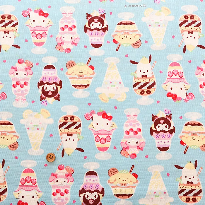 コットンオックスプリント生地　サンリオパフェ