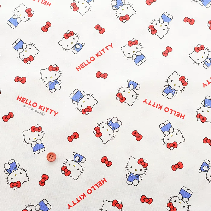 コットンオックスプリント生地　ハローキティ　リボン
