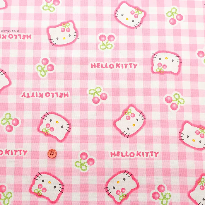 コットンオックスプリント生地　ハローキティ　サクランボ