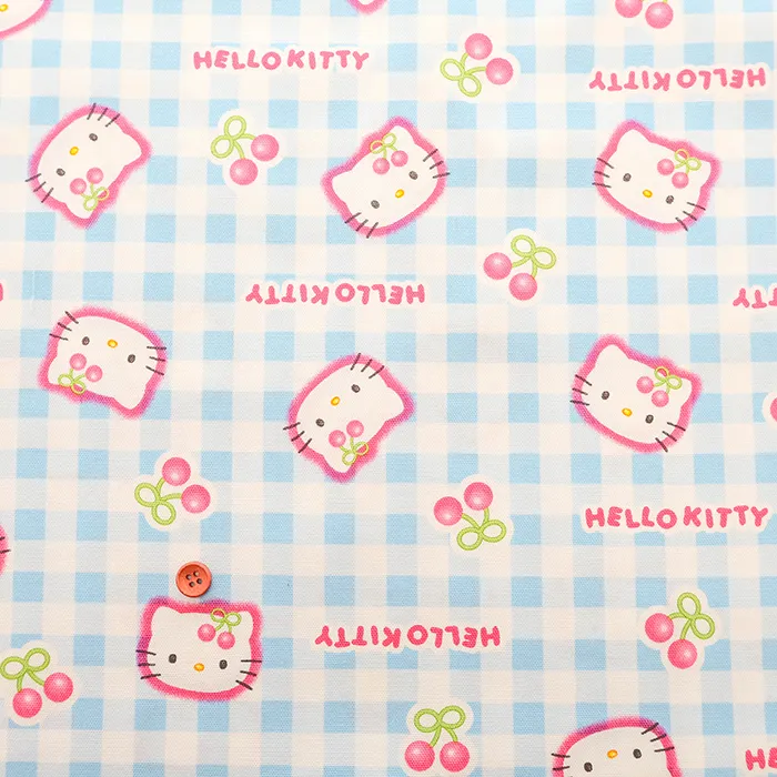 コットンオックスプリント生地　ハローキティ　サクランボ