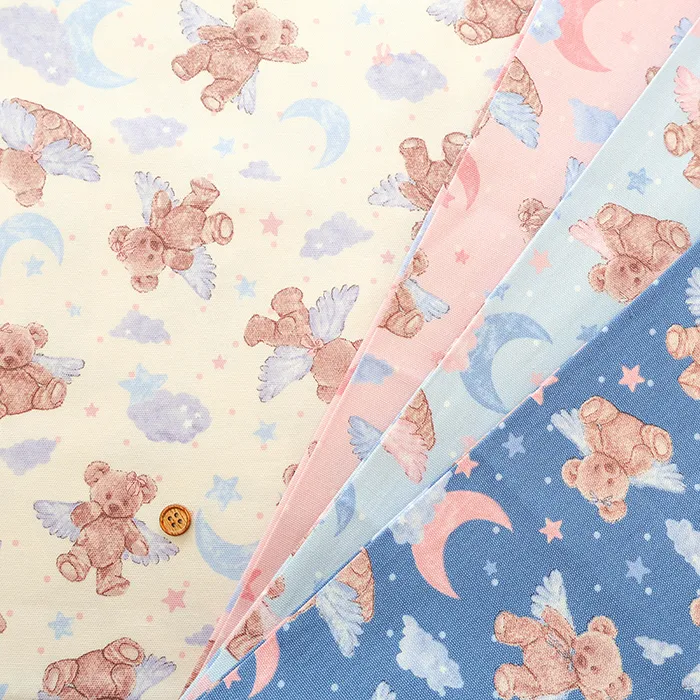 コットンオックスプリント生地　クラシカルモダン　エンジェルベア