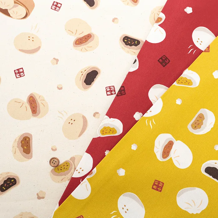 コットンオックスプリント生地　お気に入りシリーズ　ほかほか中華まん