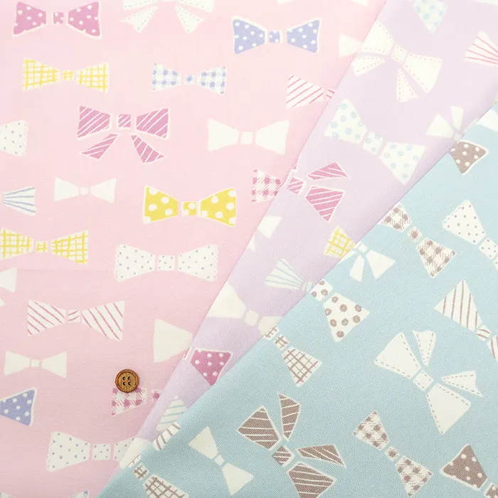 コットンオックスプリント生地　お気に入りシリーズ　スイートリボン