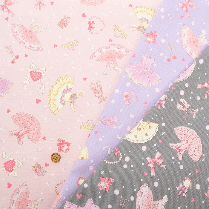 コットンオックスプリント生地　お気に入りシリーズ　バレエハート