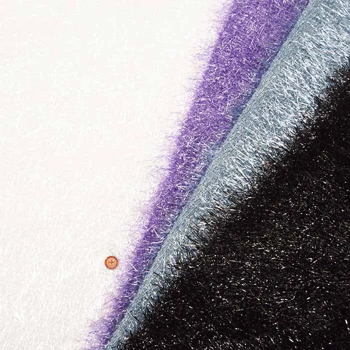 中国製　ポリエステルラメシャギーニット生地　無地