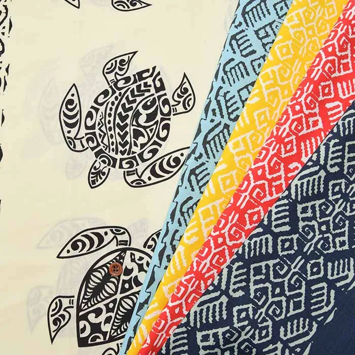 T/Cプリント生地　ハワイアン　ホヌ