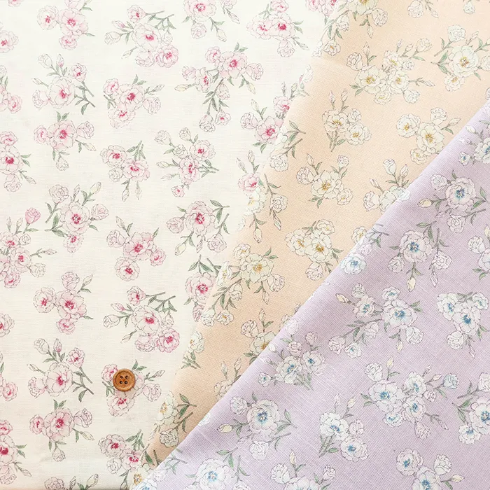 C/Lシーチングプリント生地　Ensoleille　トルコキキョウ