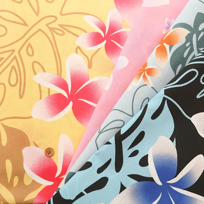 T/Cハワイアンプリント生地　プルメリア
