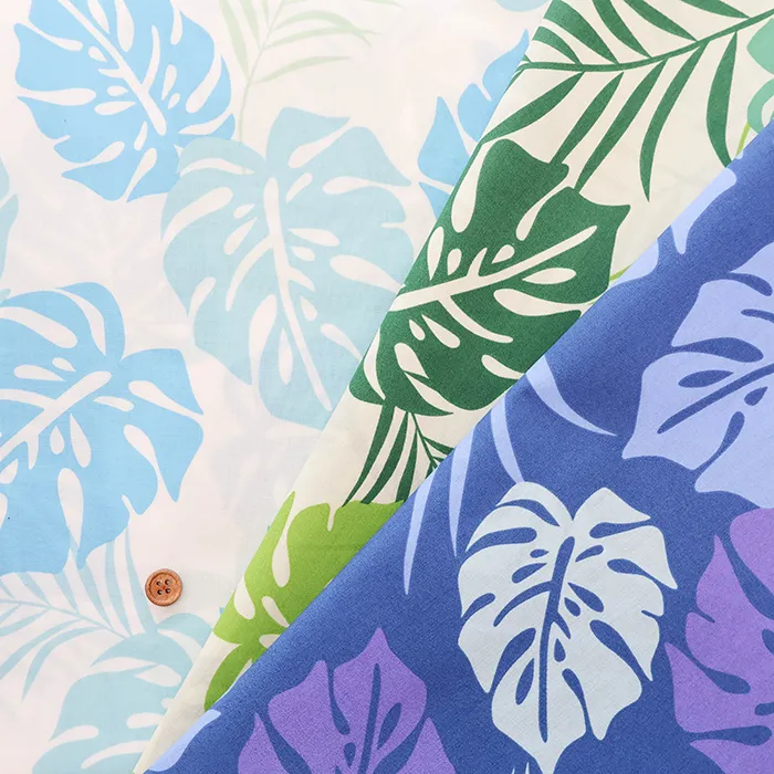 T/Cハワイアンプリント生地　モンステラ