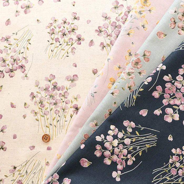 C/Lシーチングプリント生地　ソフト加工　momen-t　フラワー
