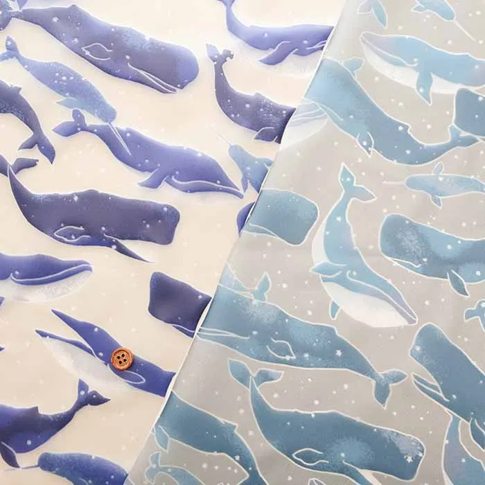 中国製　やわらかウレタンプリント生地　くじら