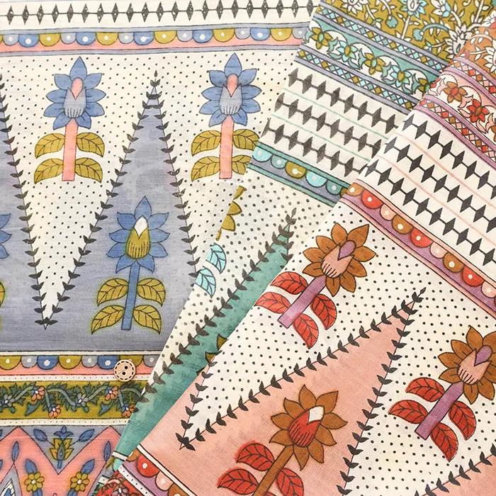 インド製　コットンボイルプリント生地　エスニック