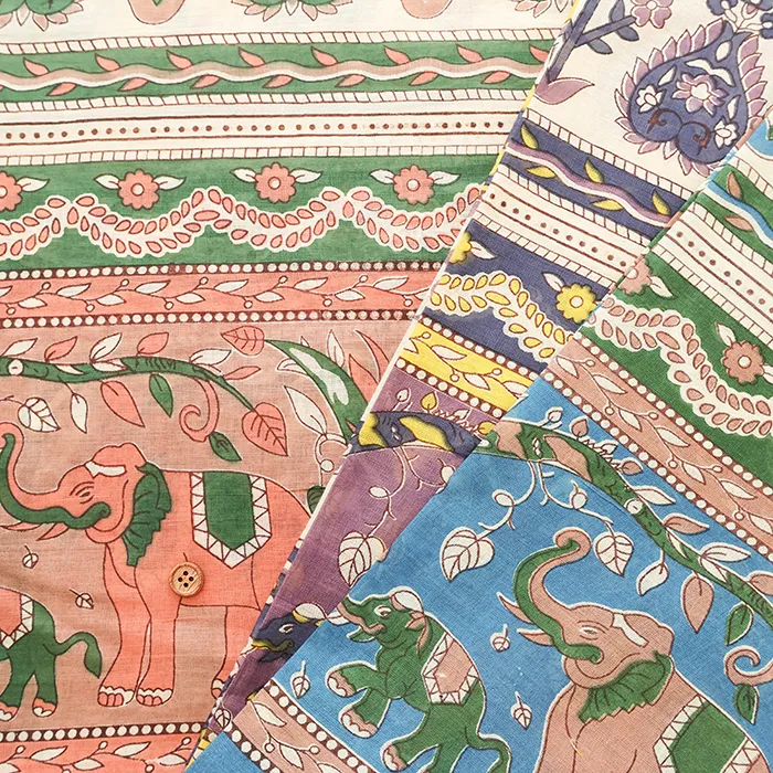 インド製　コットンボイルプリント生地　エスニック
