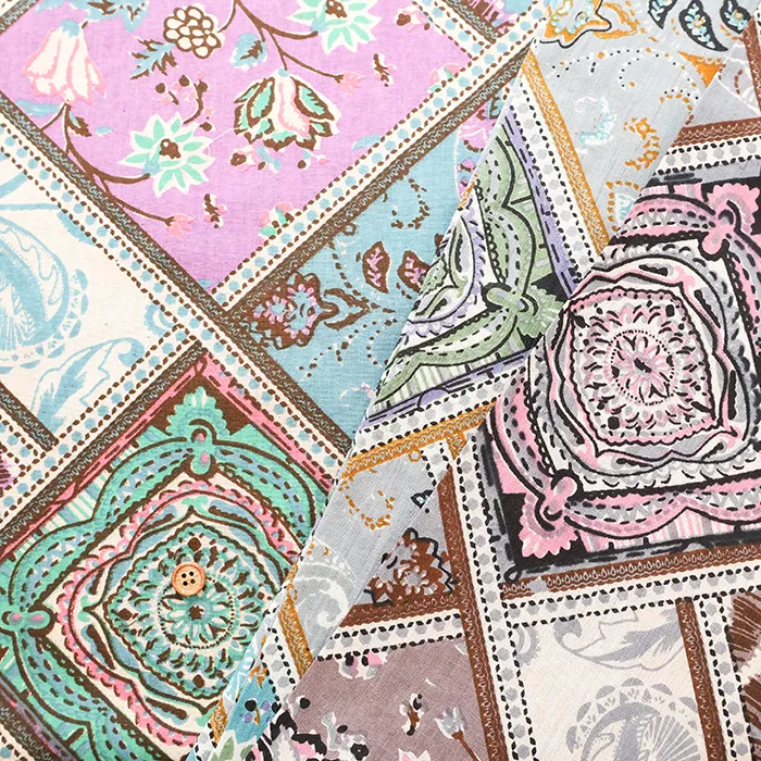 インド製　コットンシャーティングプリント生地　エスニック