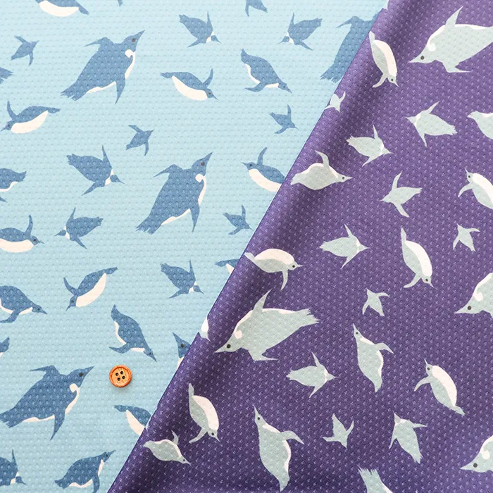 中国製　接触冷感　クールクロスプリント生地　ペンギン