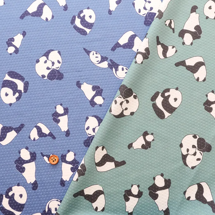 中国製　接触冷感　クールクロスプリント生地　パンダ