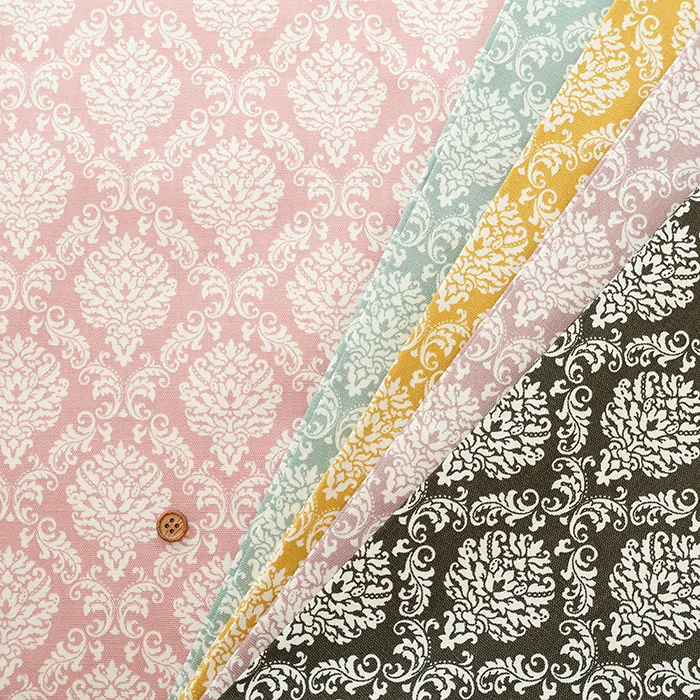 コットンフレンチオックスプリント生地　ダマスク