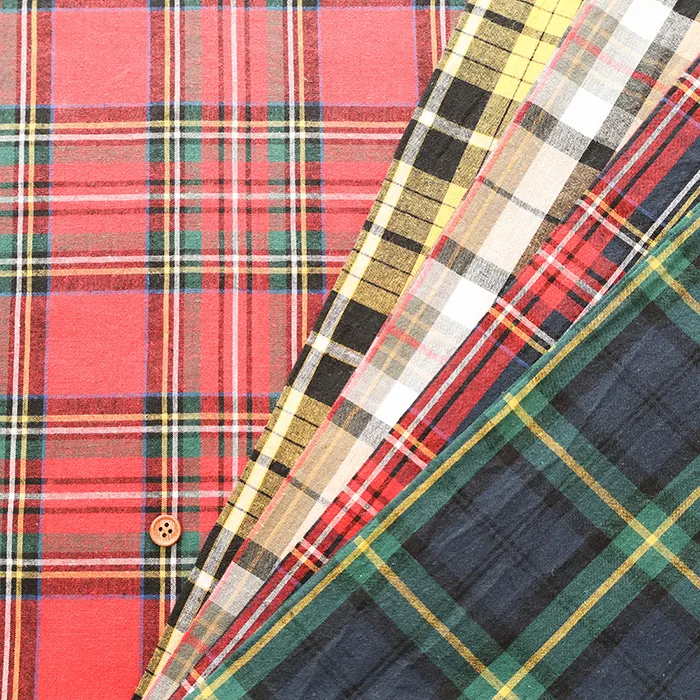 ワッシャー加工　C/Lタータンチェック生地　（2-012-rmd3211）