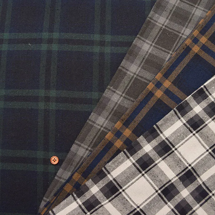 コットンシルク　ネップワッシャー生地　チェック【2F】