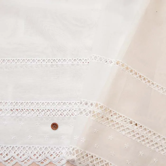 綿ローンカフェカーテン　プチフラワー　約38cm丈