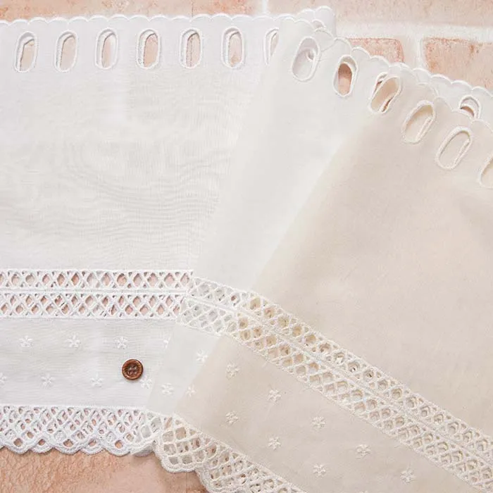 綿ローンカフェカーテン　プチフラワー　約25cm丈