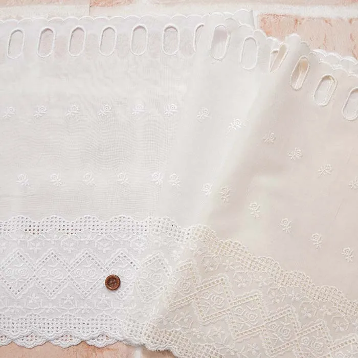 綿ローンカフェカーテン　ダイヤローズ　約25cm丈