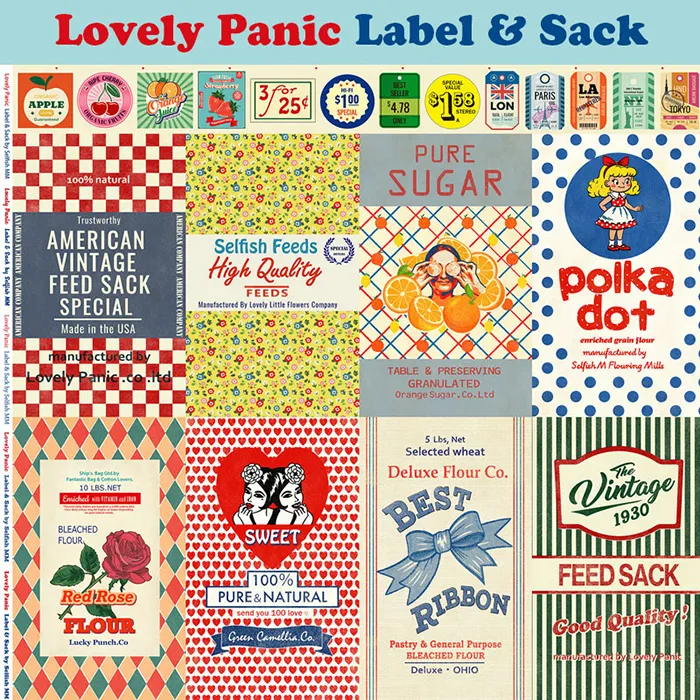 ≪柄売り≫コットンシーチングインクジェットプリント生地　Masako Takeishi　Lovely Panic【１柄：約110ｃｍ×100ｃｍ】