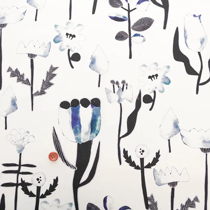 コットン60ローンプリント生地　uwaru　もちつもたれつ