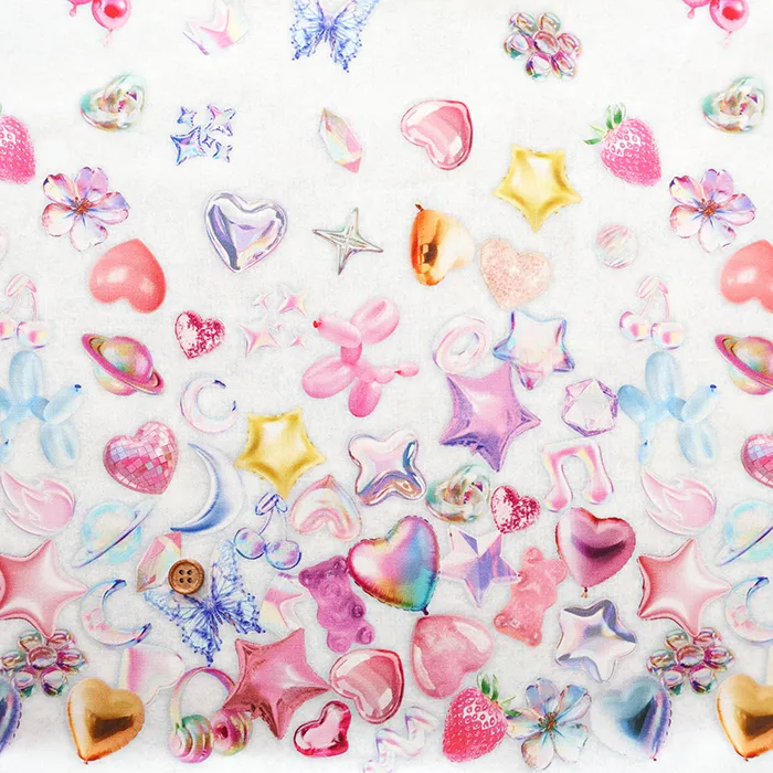 コットンシーチングインクジェットプリント生地　ming swim　3Dアート