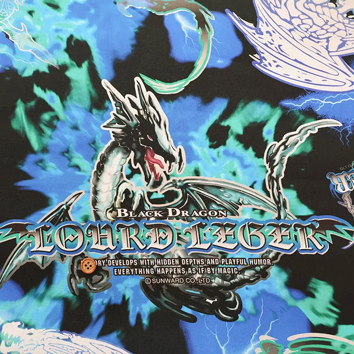 中国製　コットンシーチングインクジェットプリント生地　家庭科のドラゴン（1h-015-nto-016-a）