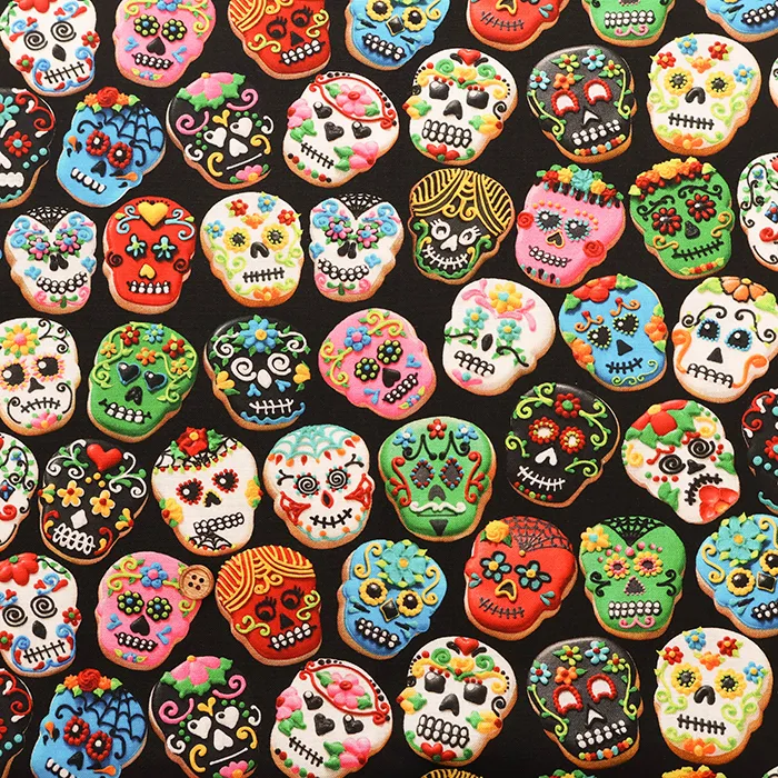 USAコットンプリント生地　ROBERT KAUFMAN　メキシカンスカルクッキー