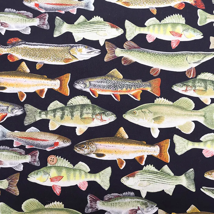 USAコットンプリント生地　TIMELESS TREASURES　川魚