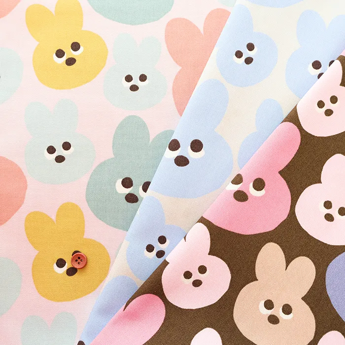 コットンオックスプリント生地　メロウフレンズ　ウサギ