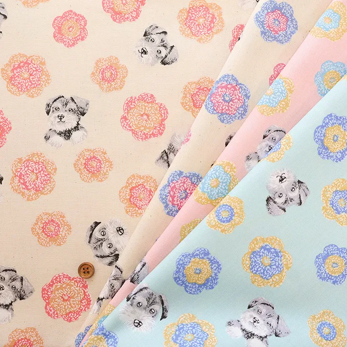 コットンオックスプリント生地　シュナウザー