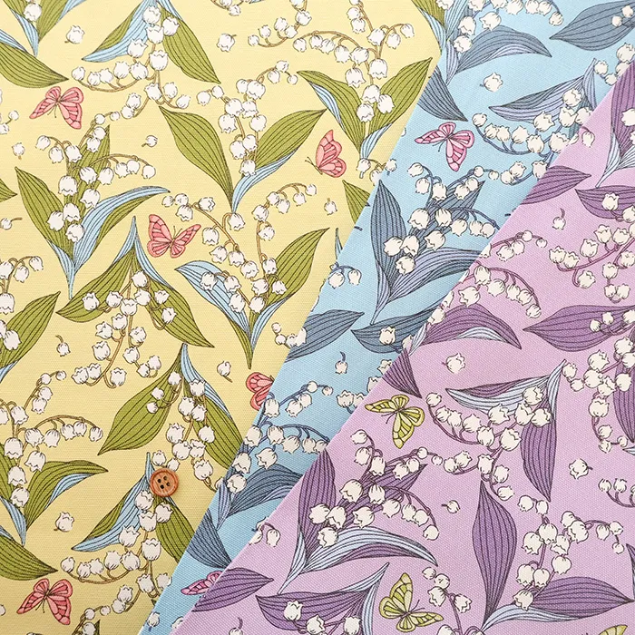 コットンオックスプリント生地　すずらん