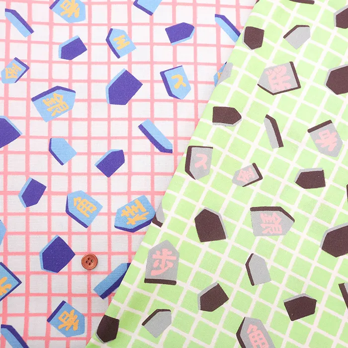 コットンシーチングインクジェットプリント生地　nora.　将棋