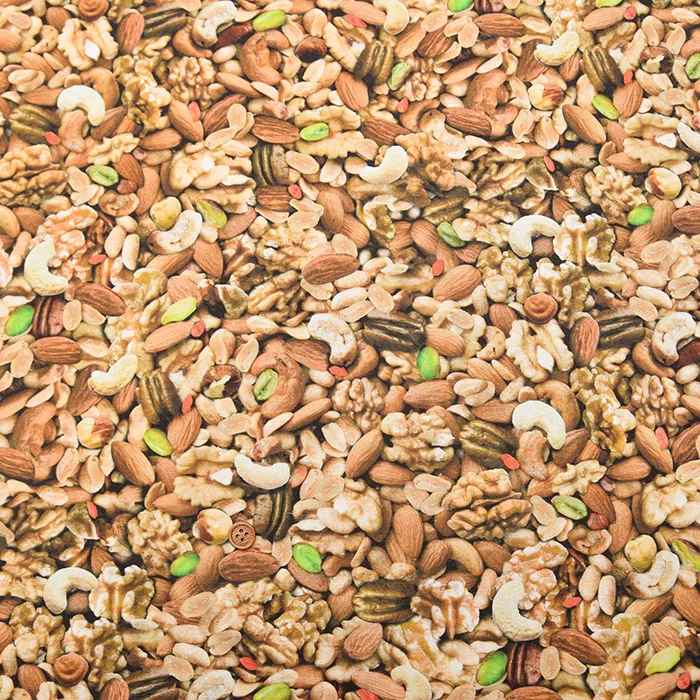 コットンシーチングプリント生地　インクジェットプリント　RiCONIC　ミックスナッツ