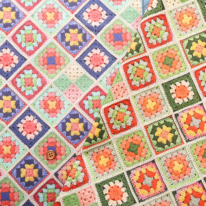 コットンシーチングインクジェットプリント生地　RiCONIC　グラニースクエア