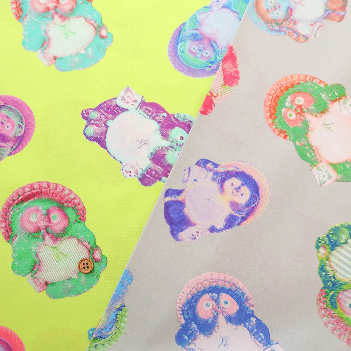 コットンシーチングインクジェットプリント生地　nora.　狸