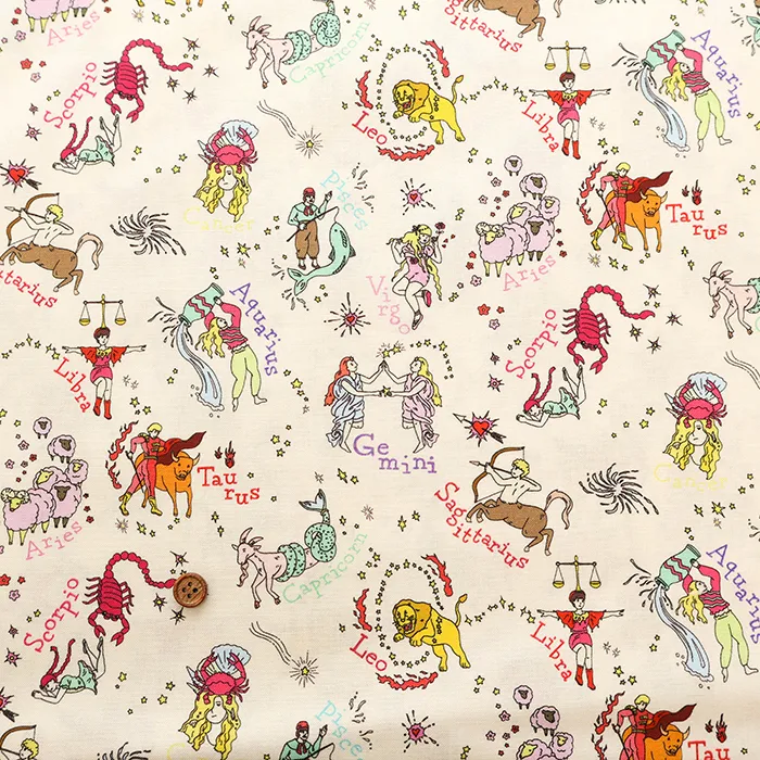 コットンシーチングプリント生地　nora.　星座