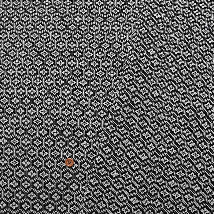ポリエステルチリメンプリント生地　亀甲花文