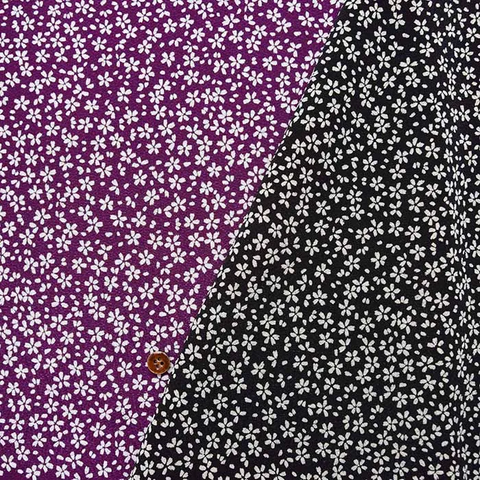 ポリエステルちりめんプリント生地　桜吹雪