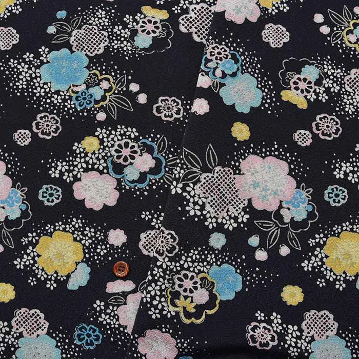 ポリエステルチリメンプリント生地　桜