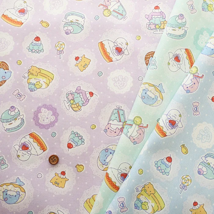 コットンオックスプリント生地　みいるかスイーツ