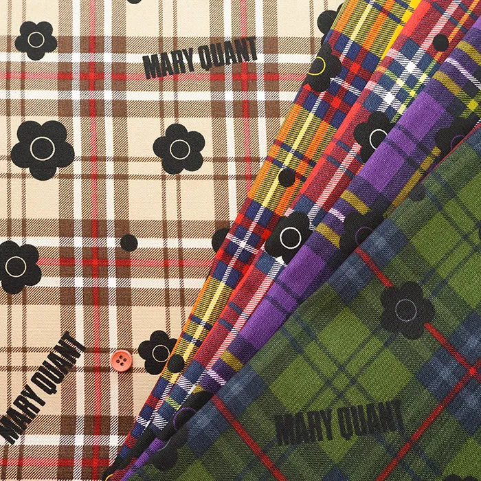 コットンオックスプリント生地　MARY QUANT　タータンチェック